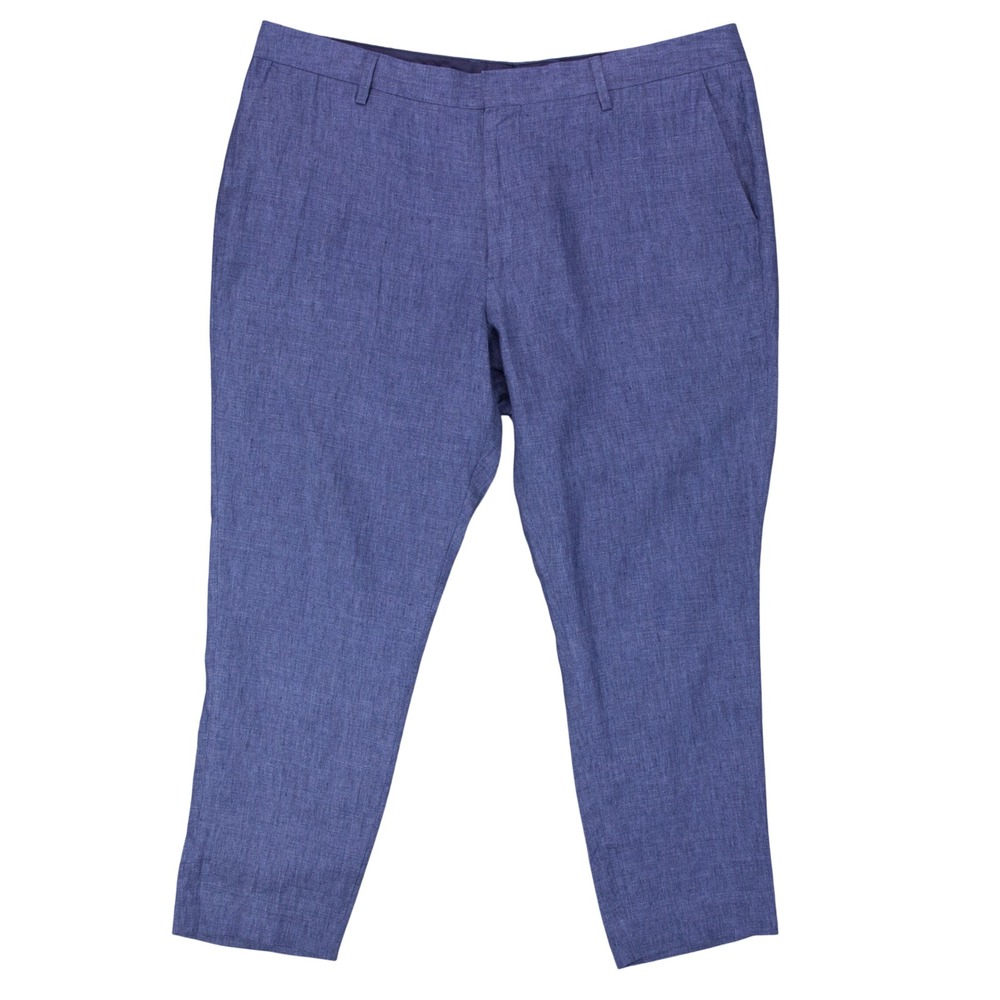 Bonobos Mens 38 Athletic Fit Blue Linen Lanificio Campore Italian Pants Trousers